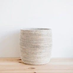 Woven Bath Bin Basket - White