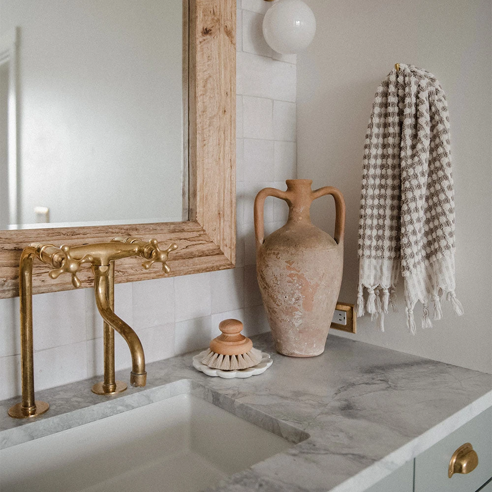 Hand-loomed Turkish Cotton Towel - Taupe Dots 4 Hand-loomed Turkish Cotton Towel - Taupe Dots - Image 2