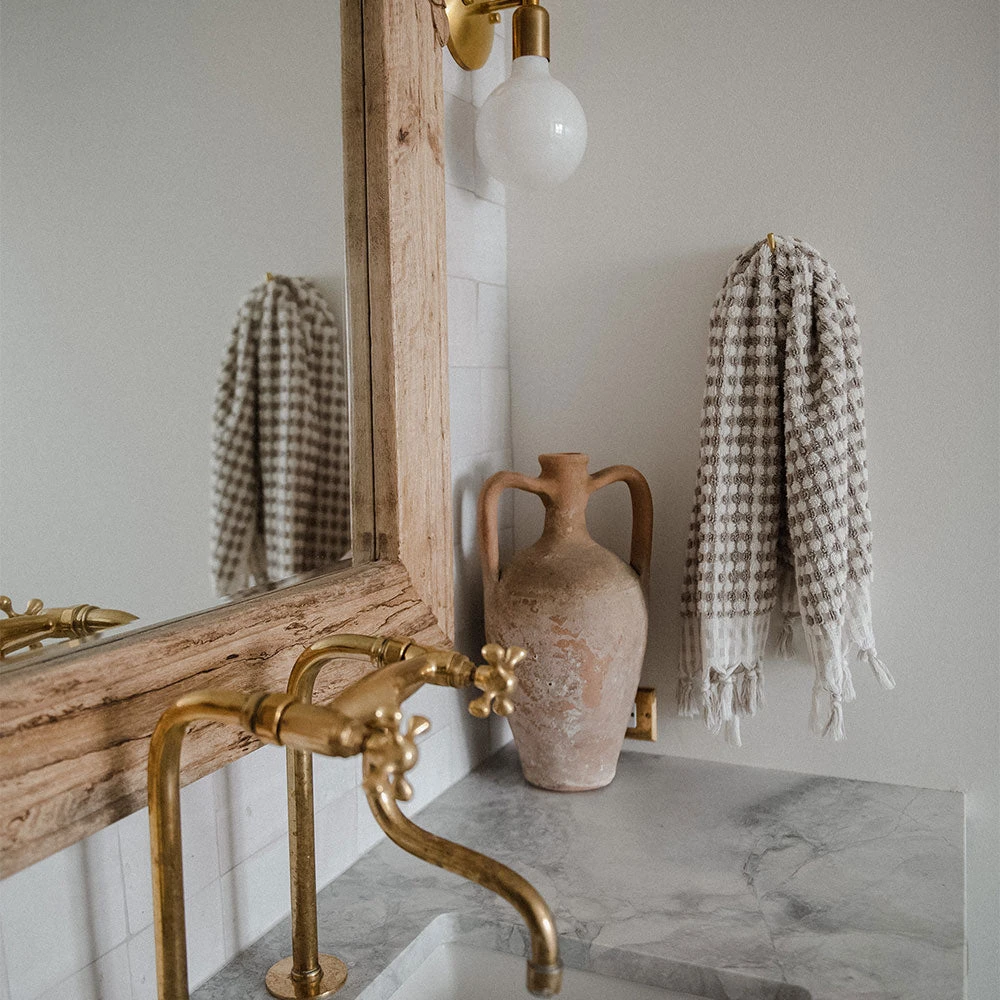 Hand-loomed Turkish Cotton Towel - Taupe Dots 6 Hand-loomed Turkish Cotton Towel - Taupe Dots - Image 4