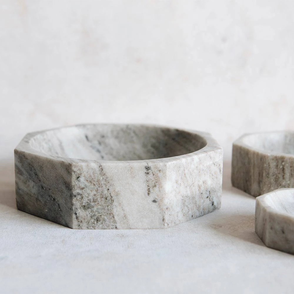 Beige Marble Octagon Bowl 9 Beige Marble Octagon Bowl - Image 7