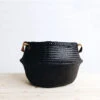 Dolly Belly Basket - Black - Leather Handle -Household Daily Necessities belly basket leather handle black3