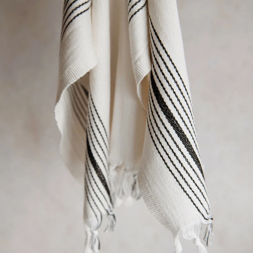 Handwoven Turkish Hand Towel - Black Stripe 4 Handwoven Turkish Hand Towel - Black Stripe - Image 2