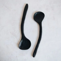 Flat Black Hand Carved Spoon 12 Flat Black Hand Carved Spoon -Household Daily Necessities black wooden spoon