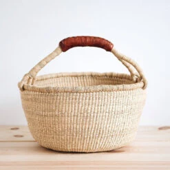 Bolga Basket - Brown Leather Handle -Household Daily Necessities bolga basket brown handle 233c3f9b e0cc 45d7 bd6b eea9429f9c8e