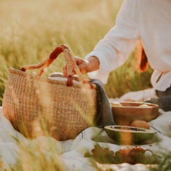 Bolga Basket - Brown Leather Handle -Household Daily Necessities bolga basket brown2