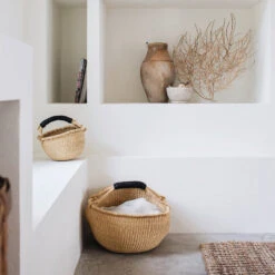 Mini Bolga Basket - Black Leather Handle -Household Daily Necessities bolga basket natural f44dd217 d223 4f71 927f 6563d74b3deb