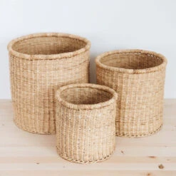 Madison Elephant Grass Basket Trio 8 Madison Elephant Grass Basket Trio -Household Daily Necessities bolga bin basket set1