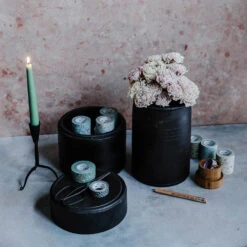 Wooden Storage Canister With Lid -Household Daily Necessities brown canisters1