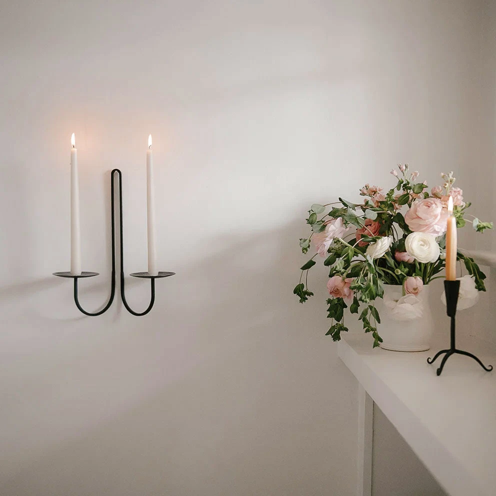 Hand Forged Iron Candle Holder - Double Arm 3 Hand Forged Iron Candle Holder - Double Arm