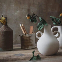 Ceramic Belly Vase - Round Handles -Household Daily Necessities ceramic belly vases1