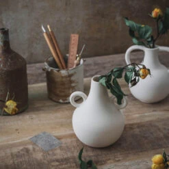 Ceramic Belly Vase - Round Handles