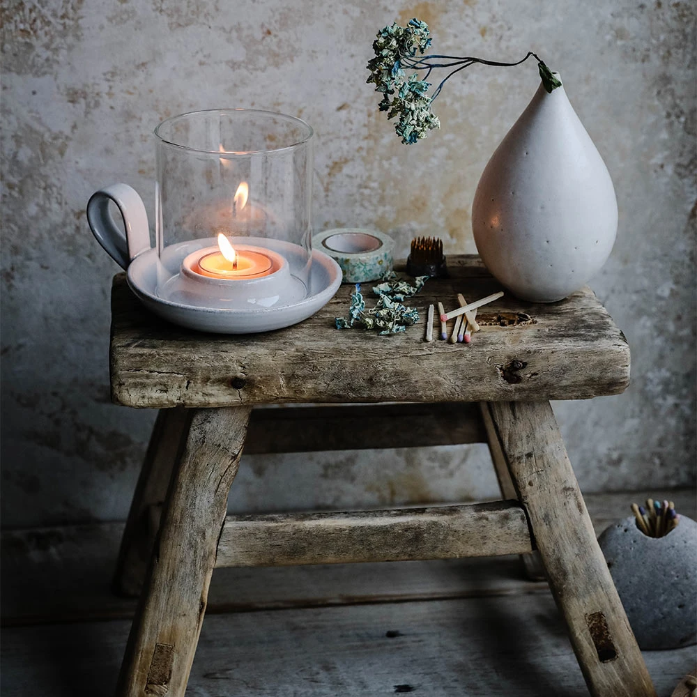 Stoneware Hurricane Candle Holder - Small 5 Stoneware Hurricane Candle Holder - Small - Image 3