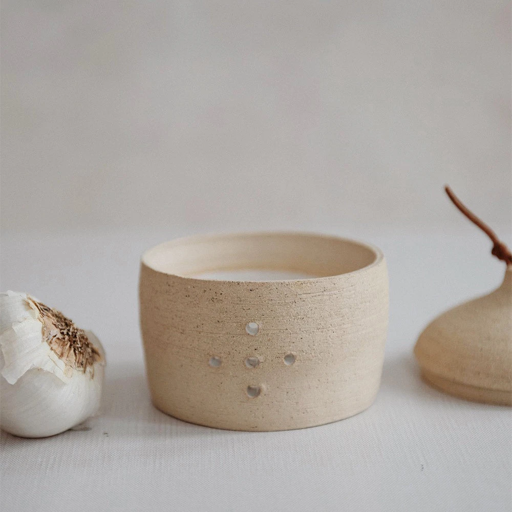 Ceramic Garlic Keeper - Leather Top 9 Ceramic Garlic Keeper - Leather Top - Image 7