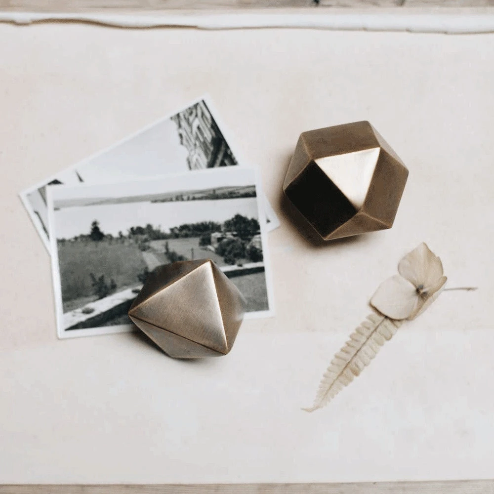 Geometric Brass Paperweight 4 Geometric Brass Paperweight - Image 2