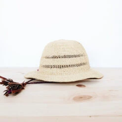 Ghanaian Lace Design Straw Hat - Short Brim