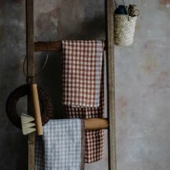 Gingham Linen Dish Towel - Cinnamon