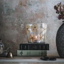 Everlasting Floral Glass Hurricane Candle Holder -Household Daily Necessities glass hurricane candle holder1