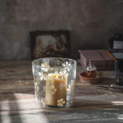 Everlasting Floral Glass Hurricane Candle Holder -Household Daily Necessities glass hurricane candle holder2