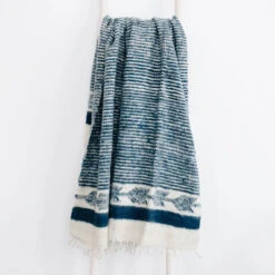 Hand Loomed Blanket - Indigo