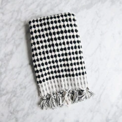 Hand-loomed Turkish Cotton Towel - Black Dots -Household Daily Necessities hand loomed turkish cotton towel dots black1
