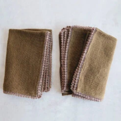 Heavyweight Table Linens With Lace Detail - Mustard