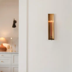 Brass-plated Candle Sconce - Long