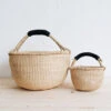 Mama & Mini Bolga Basket Set - Black Leather -Household Daily Necessities mama me bolga basket black