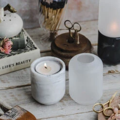 Marble & Frosted Glass Candle Holder 12 Marble & Frosted Glass Candle Holder -Household Daily Necessities marble frosted glass candle holder4