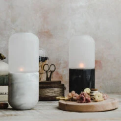 Marble & Frosted Glass Candle Holder 13 Marble & Frosted Glass Candle Holder -Household Daily Necessities marble frosted glass candle holder6