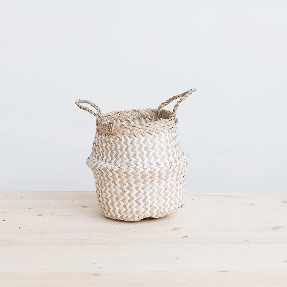 Mini Belly Basket - White Zigzag 3 Mini Belly Basket - White Zigzag