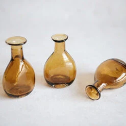 Petite Handblown Glass Bud Vase - Amber -Household Daily Necessities recycled glass bud vase amber2