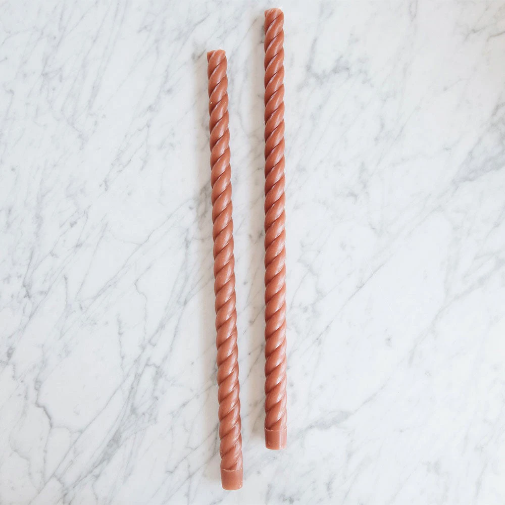 18" Taper Rope Candles - Clay 3 18" Taper Rope Candles - Clay
