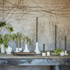 Grand Ceramic Taper Candlestick - White -Household Daily Necessities rope candles1