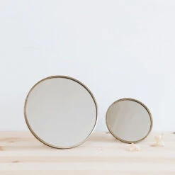 Round Brass Standing Mirror