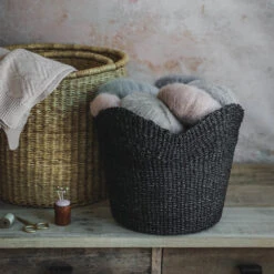 Woven Scallop Basket - Black -Household Daily Necessities scalloped basket black1