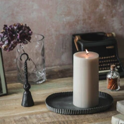 Ribbed Pillar Candle 13 Ribbed Pillar Candle -Household Daily Necessities scalloped styling tray1