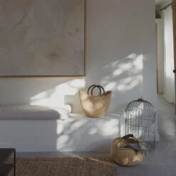 Bolga Basket - Black Leather Handle -Household Daily Necessities storage baskets9