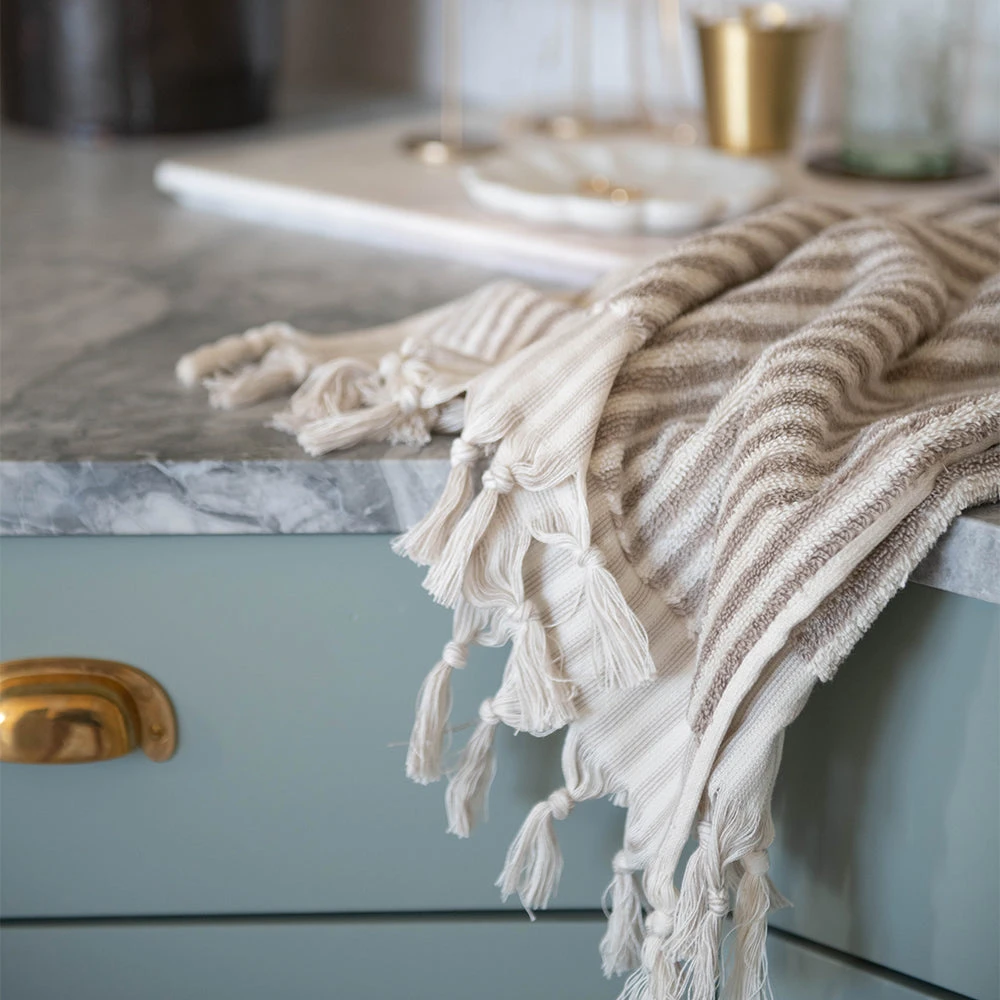 Hand-loomed Turkish Cotton Towel - Taupe Stripes 11 Hand-loomed Turkish Cotton Towel - Taupe Stripes - Image 9