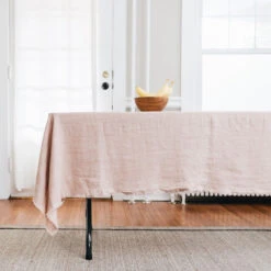 Stonewashed Linen Tablecloth -Household Daily Necessities tablecloth blush