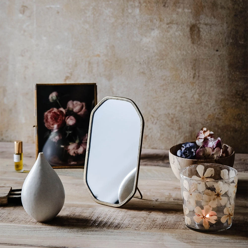 Textured Standing Brass Mirror 6 Textured Standing Brass Mirror - Image 4