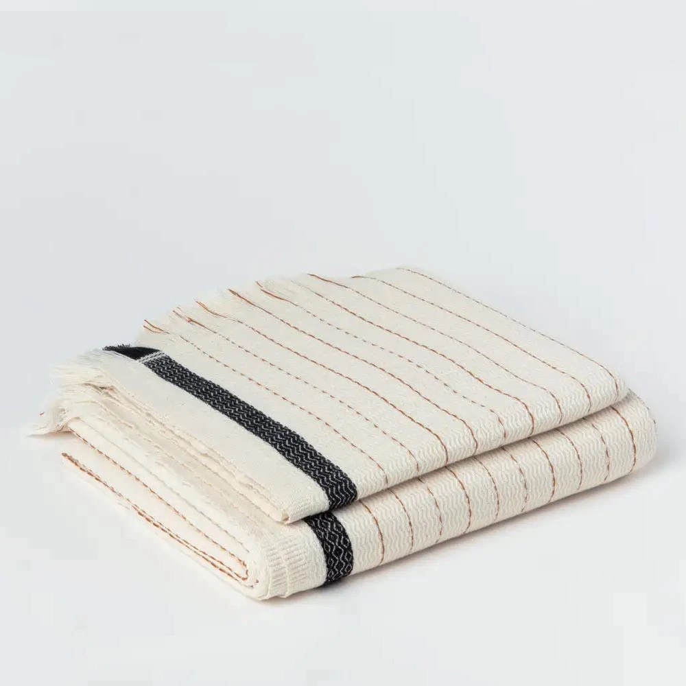 Handwoven Turkish Towel - Cream And Black 3 Handwoven Turkish Towel - Cream And Black