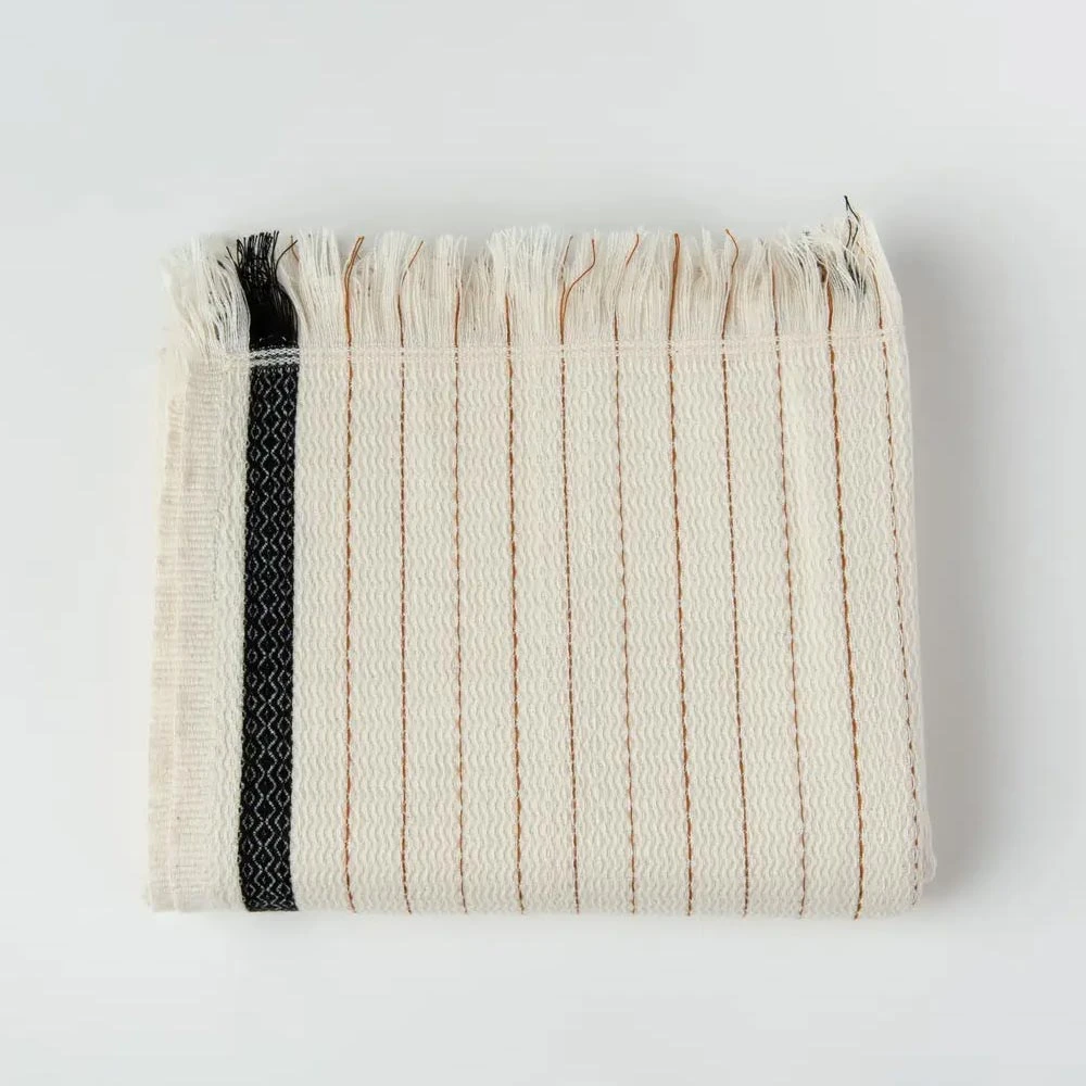 Handwoven Turkish Towel - Cream And Black 5 Handwoven Turkish Towel - Cream And Black - Image 3