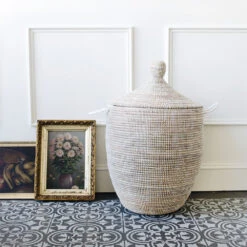 Rosa Storage Basket Hamper - White - Large -Household Daily Necessities white senegalese baskets1