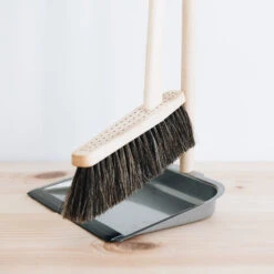 Standing Broom And Metal Dustpan Set -Household Daily Necessities wood broom metal pan2