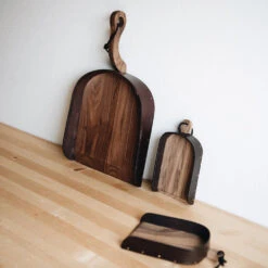 Walnut And Leather Dustpan -Household Daily Necessities wood leather dustpan3