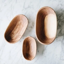 Wild Olive Wood Oval Serving Bowl Set -Household Daily Necessities wood oval serving bowls