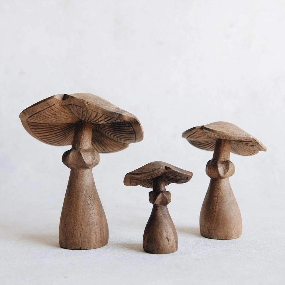 Hand-carved Wooden Mushroom 3 Hand-carved Wooden Mushroom