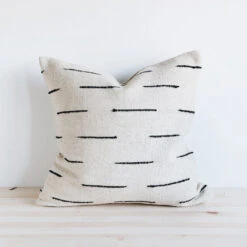 Wool Throw Pillow Cover - Black Accent