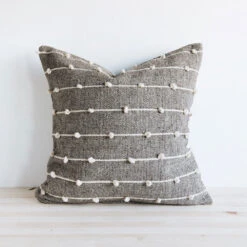 Wool Throw Pillow Cover - Grey Loops